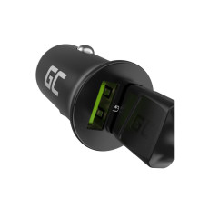 Green Cell GC CADM-GC-36AA - USB-Ladegeraet 36 W 2x USB-A schwarz žibintuvėlis, GPS, ausinės, mobilusis telefonas, navig