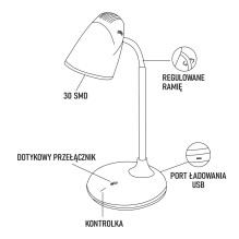 Montis Multifunctional rechargeable LED desk lamp MT044 table lamp 3 W White