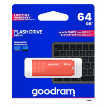 Goodram UME3-0640O0R11 USB atmintinė 64 GB USB Type-A 3.2 Gen 1 (3.1 Gen 1) Oranžinė