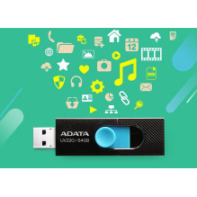 ADATA UV220 USB atmintinė 64 GB USB Type-A 2.0 juoda, mėlyna