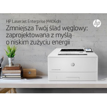 HP LaserJet Enterprise M406dn, juoda ir balta, spausdintuvas verslui, spausdinimas, kompaktiškas dydis, tvirtas saugumas