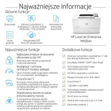 HP LaserJet Enterprise M406dn, juoda ir balta, spausdintuvas verslui, spausdinimas, kompaktiškas dydis, tvirtas saugumas