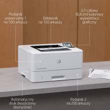 HP LaserJet Enterprise M406dn, juoda ir balta, spausdintuvas verslui, spausdinimas, kompaktiškas dydis, tvirtas saugumas