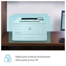 HP LaserJet Enterprise M406dn, juoda ir balta, spausdintuvas verslui, spausdinimas, kompaktiškas dydis, tvirtas saugumas