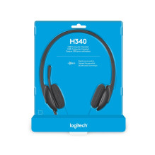 „Logitech H340“ USB kompiuterio ausinės Laidinės galvos juosta Biuro / skambučių centro A tipo USB juoda