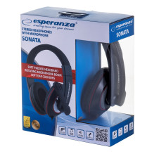 Esperanza EH118 headphones / headset Wired Head-band Calls / Music Black, Red