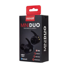 MAXELL MINI DUO Belaidės į ausis įdedamos ausinės su įkrovimo dėklu Juodas