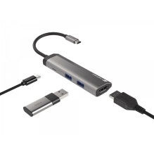 NATEC Fowler Slim Wired USB 3.2 Gen 1 (3.1 Gen 1) Type-C juoda, chromuota