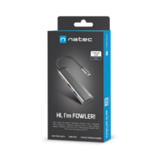 NATEC Fowler Slim Wired USB 3.2 Gen 1 (3.1 Gen 1) Type-C juoda, chromuota