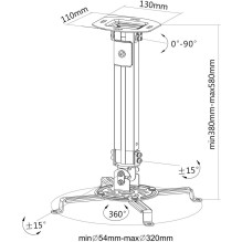 Techly Projector Ceiling Support Extension 380-580 mm Silver ICA-PM 18S