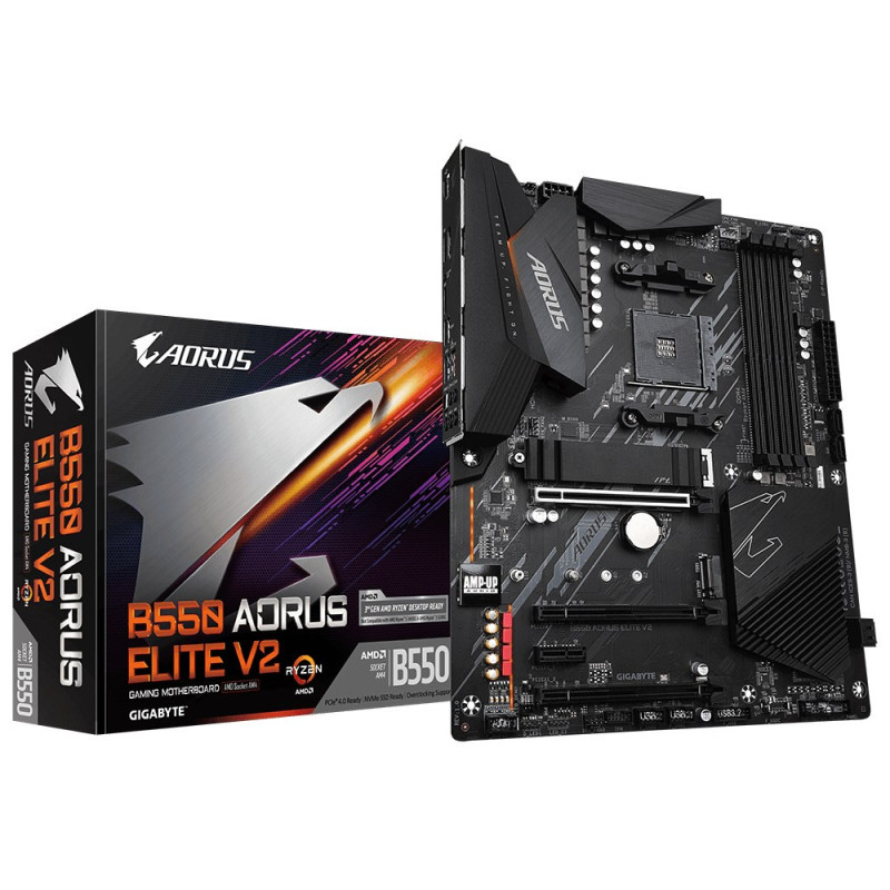 Gigabyte B550 AORUS ELITE V2 Motherboard - Supports AMD Ryzen 5000 Series AM4 CPUs, 12+2 Phases Digital Twin Power Desig