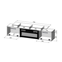 RTV cabinet ROVA with electric fireplace 190x37x48 white / gloss white