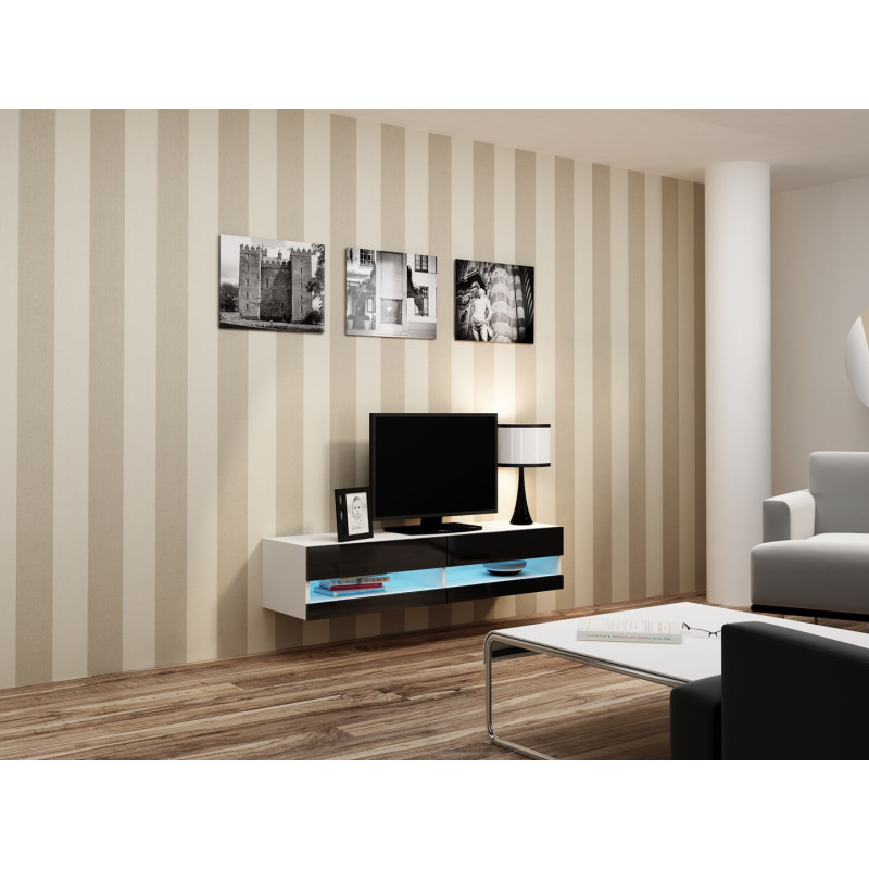 Cama TV stand VIGO NEW 30 / 140 / 40 white / black gloss