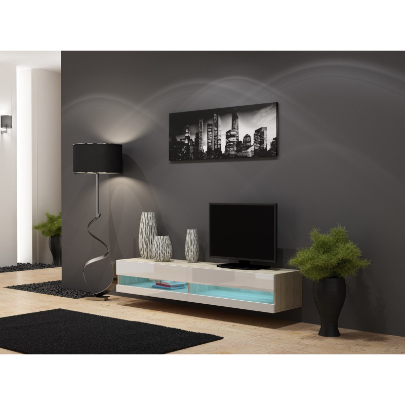 Cama TV stand VIGO NEW 30 / 180 / 40 sonoma / white gloss