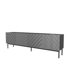 ABETO RTV cabinet on black steel frame 200x42x60 graphite / glossy graphite