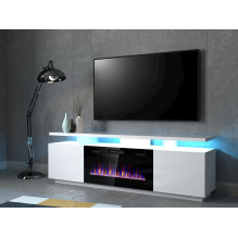 RTV EVA cabinet with electric fireplace 180x40x52 cm white / gloss white