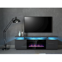 RTV EVA cabinet with electric fireplace 180x40x52 cm graphite / glossy graphite