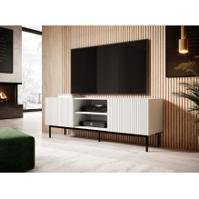 PAFOS RTV cabinet on black steel frame 150x40x60 cm white matt