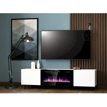 RTV cabinet PAFOS EF with electric fireplace 180x42x49 cm white matt