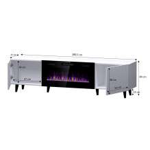 RTV cabinet PAFOS EF with electric fireplace 180x42x49 cm white matt