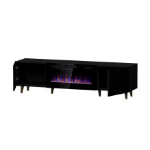 RTV cabinet PAFOS EF with electric fireplace 180x42x49 black matt