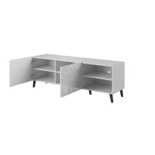 RTV cabinet ABETO 150x42x52 white / white glossy