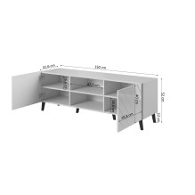 RTV cabinet ABETO 150x42x52 white / white glossy