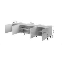 RTV cabinet ABETO 200x42x52 white / gloss white