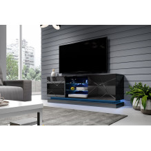 Cama TV spintelė QIU 160 MDF juodas blizgis / juodas blizgesys