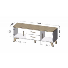 Cama RTV stovas LOTTA 140cm ąžuolas + matinė juoda