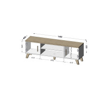 Cama TV stovas LOTTA 160 2D2K baltas / sonoma