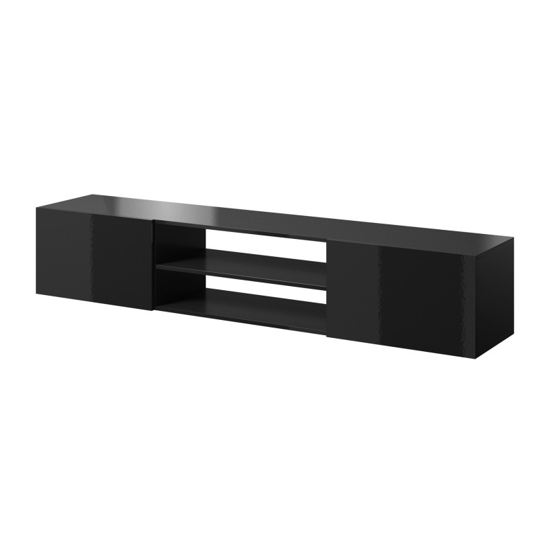 RTV cabinet SLIDE 200K 200x40x37 cm all in gloss black