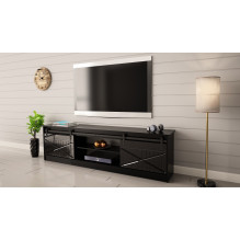 RTV GRANERO 200x56.7x35 black / black gloss cabinet