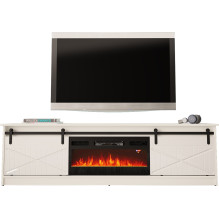 RTV GRANERO + fireplace cabinet 200x56.7x35 white / gloss white