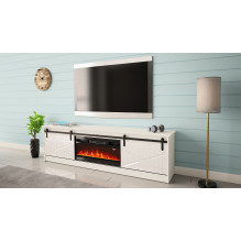 RTV GRANERO + fireplace cabinet 200x56.7x35 white / gloss white