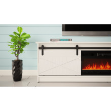 RTV GRANERO + fireplace cabinet 200x56.7x35 white / gloss white