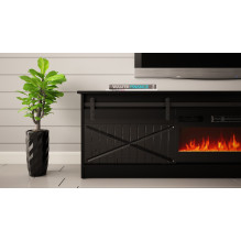 RTV GRANERO + fireplace cabinet 200x56.7x35 black / black gloss