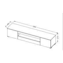 Cama TV stovas VIVA 180 baltas / baltas blizgus + juodas