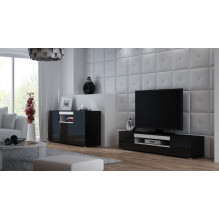 Cama TV stand VIVA 180 black / black gloss + white