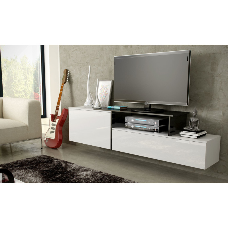 Cama TV cabinet SIGMA 3 180 white / white gloss + black