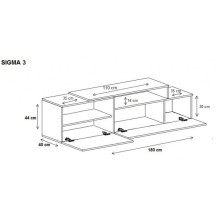 Cama TV cabinet SIGMA 3 180 white / white gloss + black