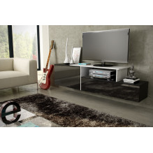 Cama TV cabinet SIGMA 3 180 black / black gloss + biały