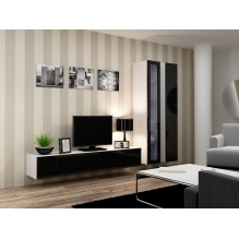 Cama TV Stand VIGO '180' 30 / 180 / 40 white / black gloss