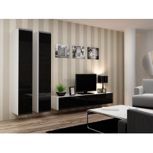 Cama TV Stand VIGO '180' 30 / 180 / 40 white / black gloss