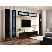 Cama TV Stand VIGO '180' 30 / 180 / 40 white / black gloss