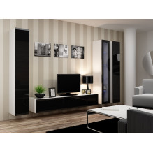 Cama TV Stand VIGO '180' 30 / 180 / 40 white / black gloss