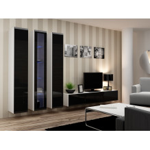 Cama TV Stand VIGO '180' 30 / 180 / 40 white / black gloss