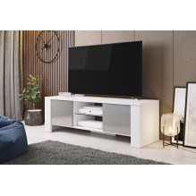 Cama TV stovas WEST 42 / 130 / 42 baltas / pilkas blizgus