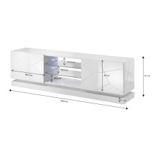 Cama TV cabinet QIU 200 MDF white gloss / white gloss