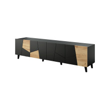 RTV cabinet ETNA 200x42x52 black matt + oak craft